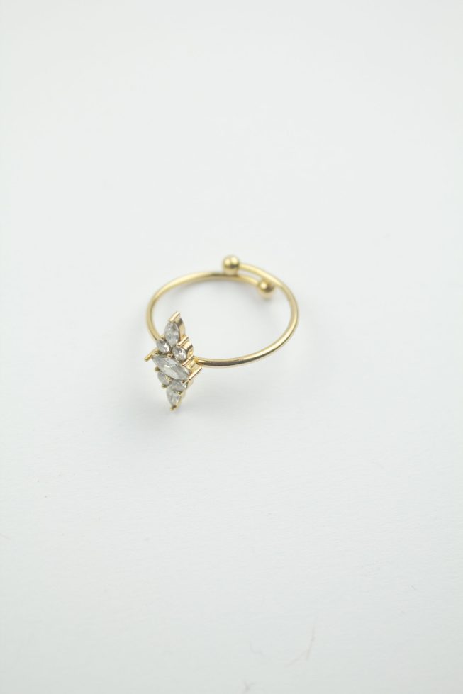Crystal piece ring | stainless steel