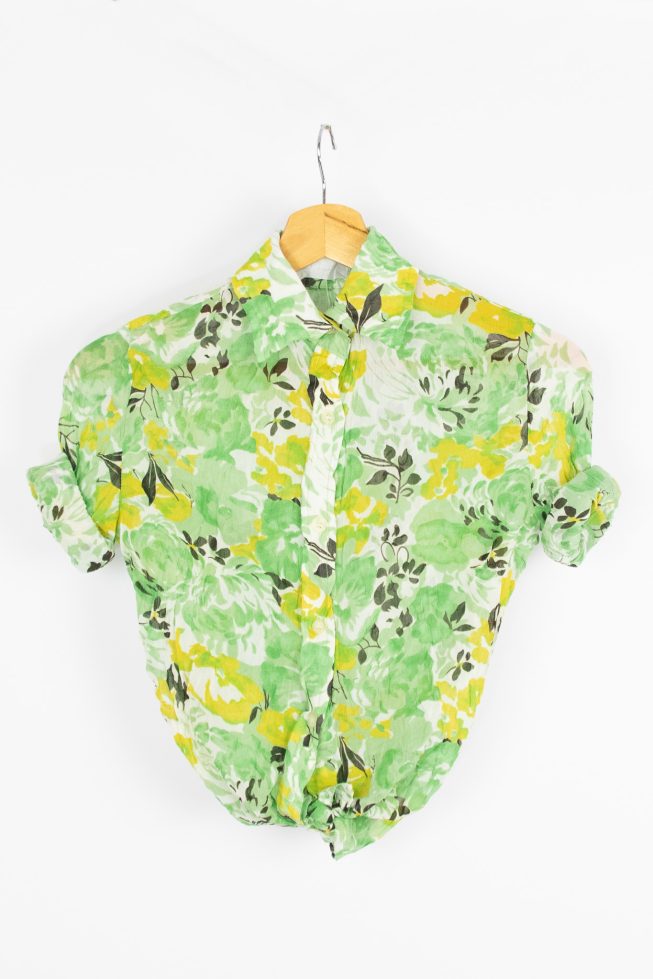 Vintage green flower blouse