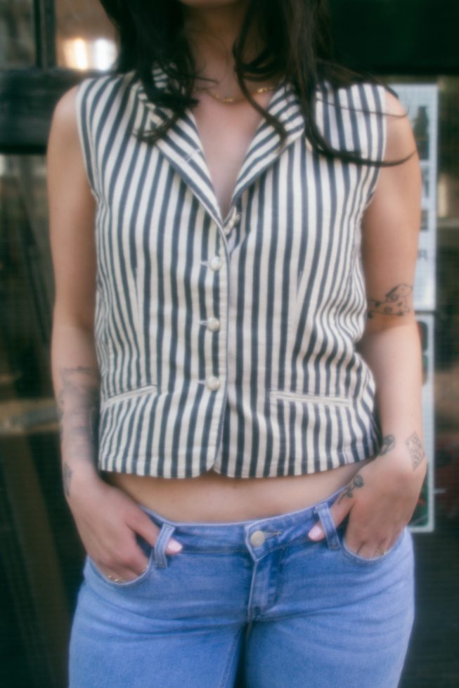 Vintage striped denim gilet