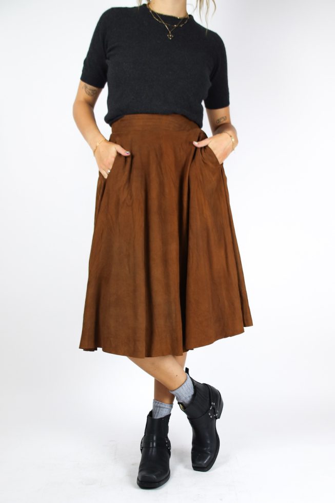 Vintage suede midi skirt