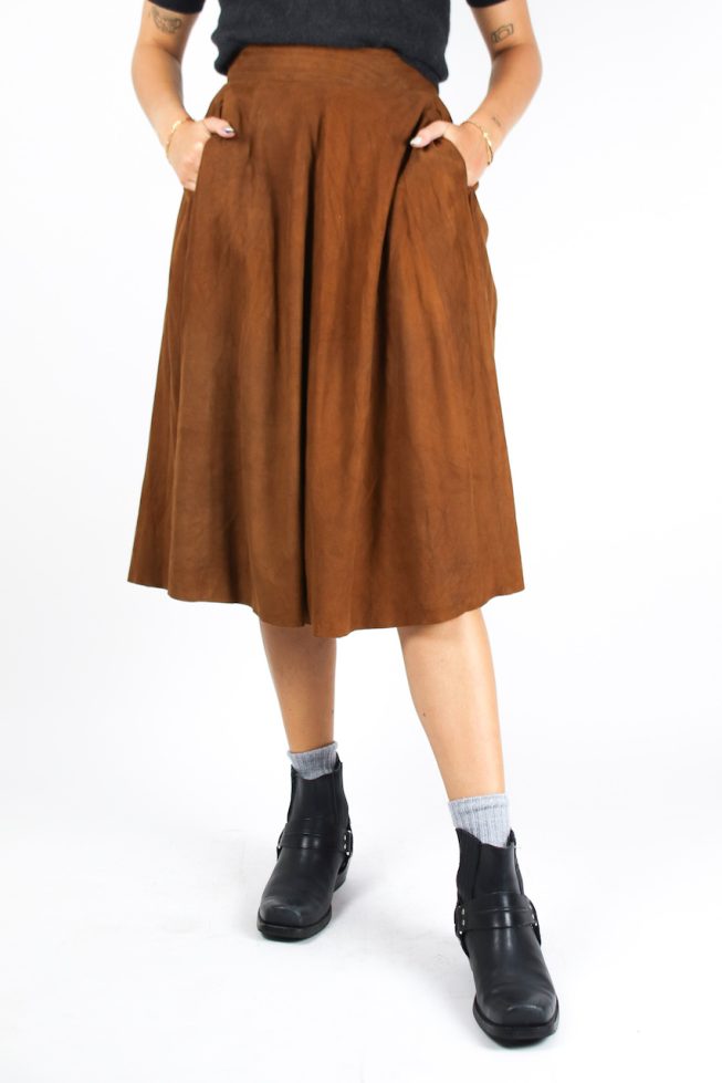 Vintage suede midi skirt
