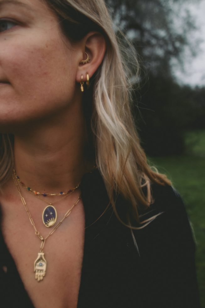Lapis lazuli stone charm necklace | stainless steel