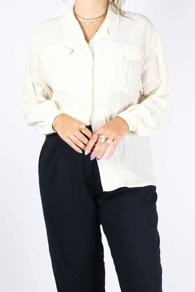 Vintage cream flowy blouse