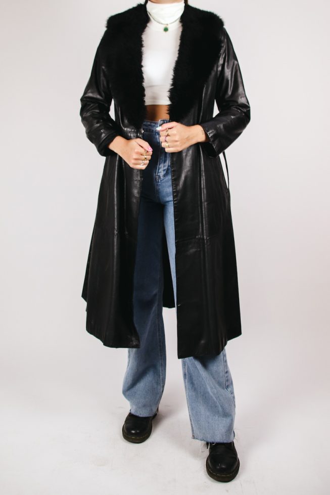 Vintage long leather jacket