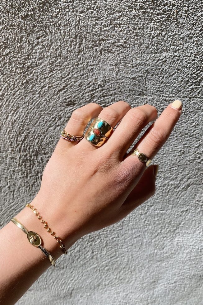 Big turquoise ring | stainless steel