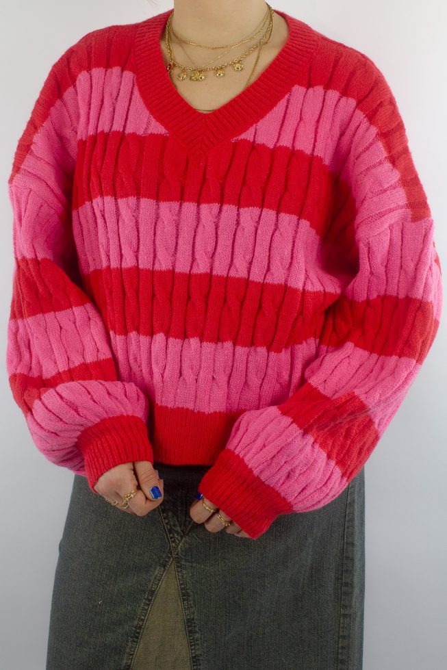 Margeaux pink striped sweater