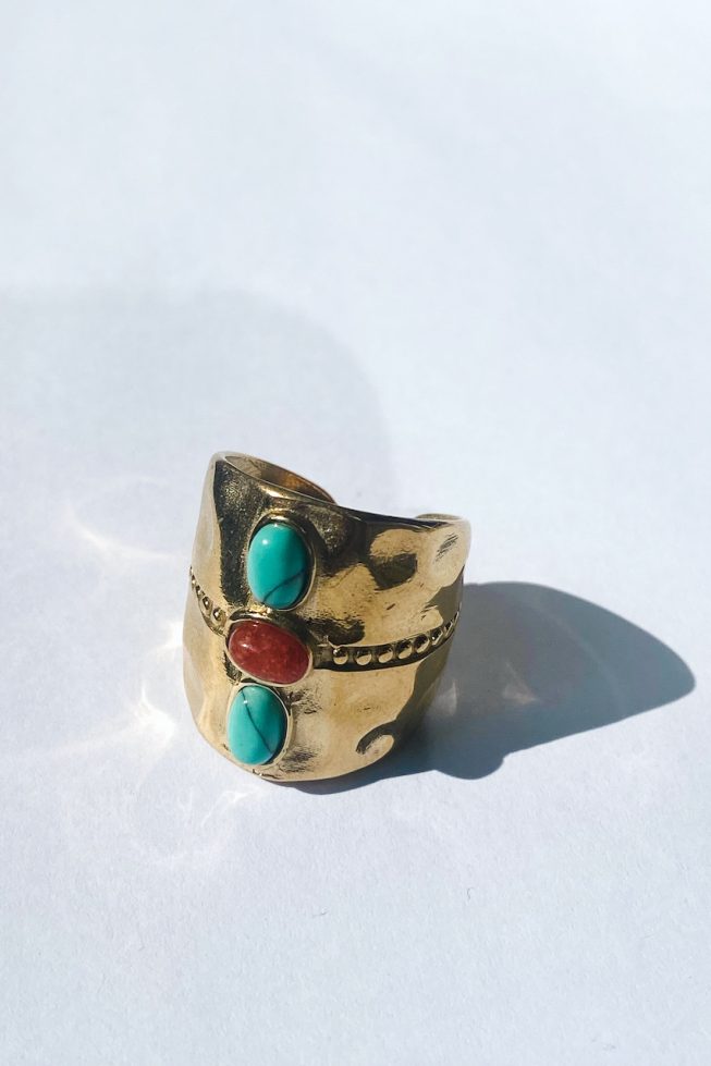 Big turquoise ring | stainless steel