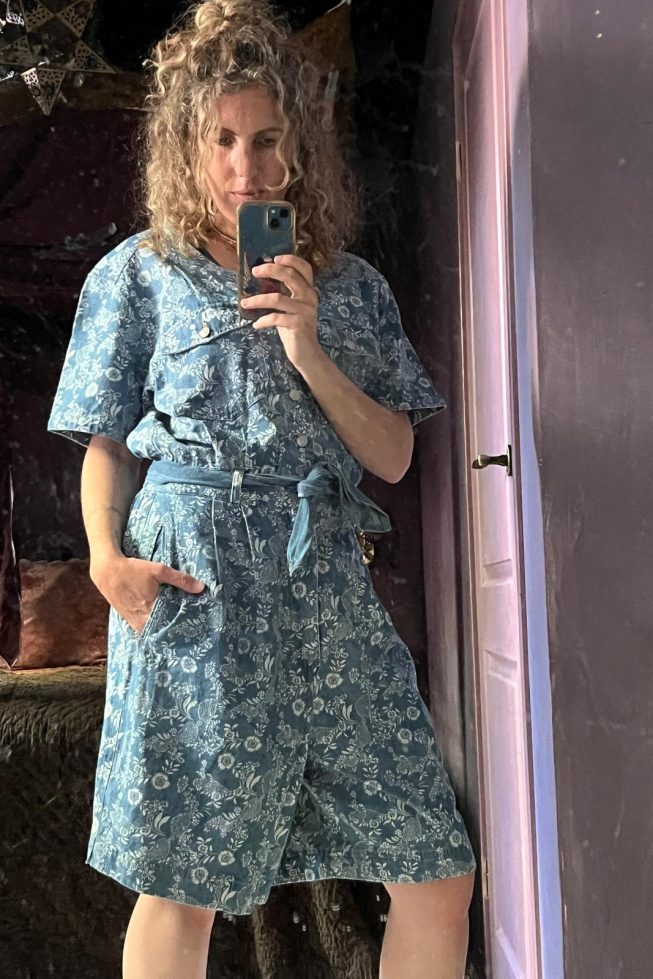 Vintage denim midi dress