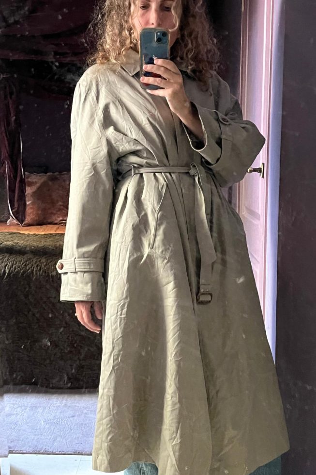 Vintage khaki belted trench coat
