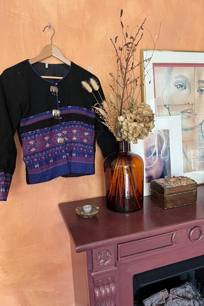 Vintage jacket with elephant embroidery