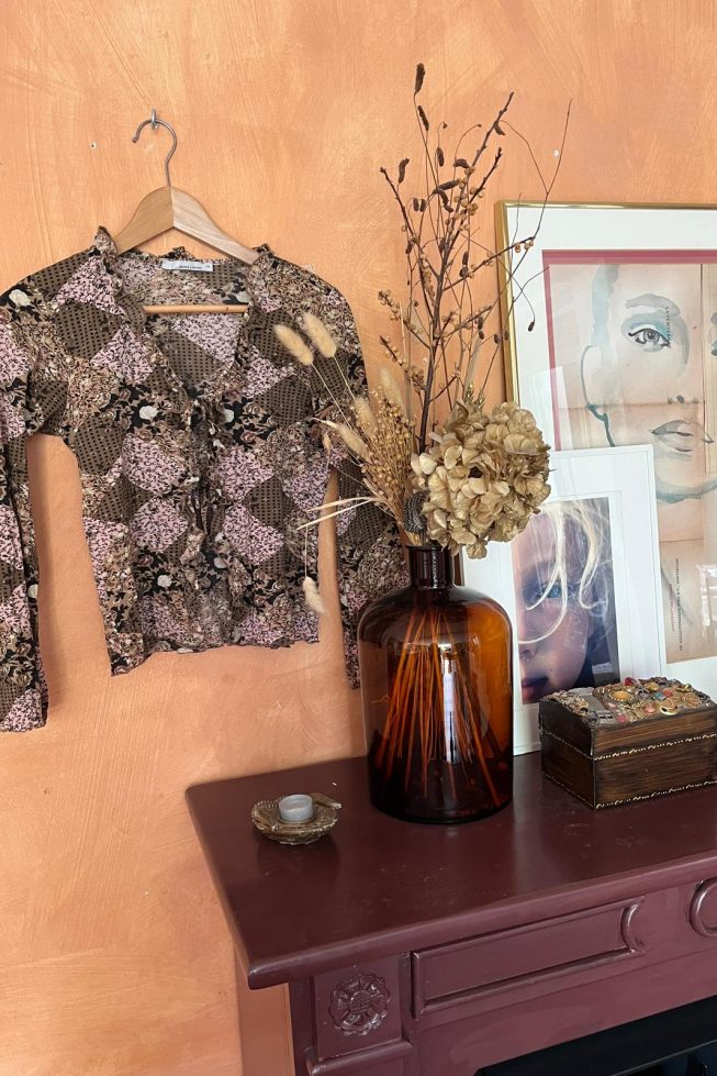 Vintage mesh floral patchwork top